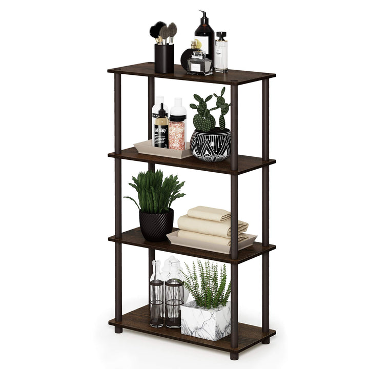 Furinno Turn-N-Tube 5-Tier Multipurpose Shelf / Display Rack / Storage Shelf / Bookshelf, Classic Tubes, Sonoma Oak/White 5-Tier Classic Tube