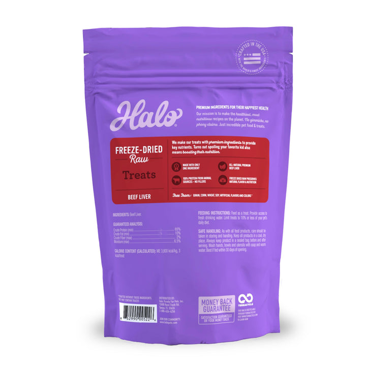 Halo Raw Beef Liver Recipe Freeze-Dried Dog & Cat Treats, 3-OZ bag