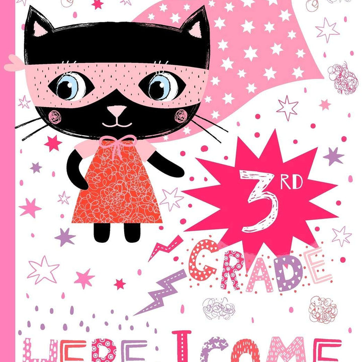 3rd Grade Here I Come: Cute Wide Ruled Composition Book for Girls, Back to School Notebook for Kids and Teachers with Kawaii Cat Hero