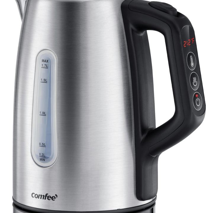 COMFEE' Stainless Steel Electric Kettle, 1.7 Liter Tea Kettle Electric & Hot Water Kettle, 1500W Fast Boil with LED Light, Auto Shut-Off and Boil-Dry Protection 1.8 Quarts