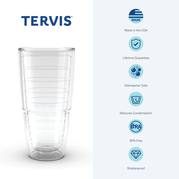 Tervis Clear & Colorful Tabletop Made in USA Double Walled Insulated Tumbler Travel Cup Keeps Drinks Cold & Hot, 24oz, Quartz