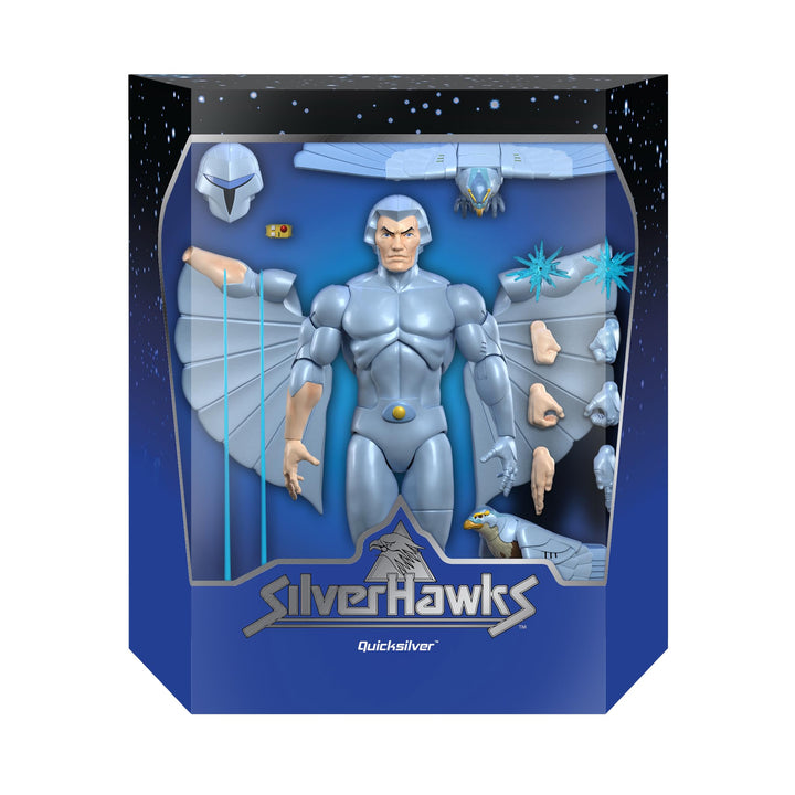 Super7 ULTIMATES! SilverHawks Quicksilver - 7" SilverHawks Action Figure with Accessories Classic Cartoon Collectibles and Retro Toys