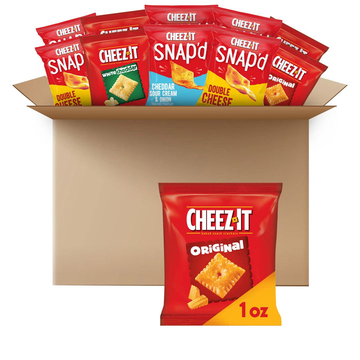 Cheez-It Cheese Crackers, Baked Snack Crackers, Lunch Snacks, Variety Pack, 12.1oz Box (12 Packs) 1.01 Ounce (Pack of 12)