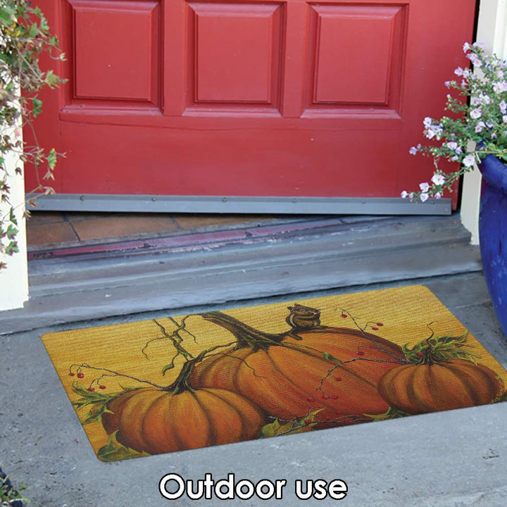 Toland Home Garden 800458 Pumpkin Portrait Fall Door Mat 18x30 Inch Halloween Outdoor Doormat for Entryway Indoor Entrance