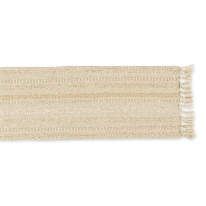 DII Farmhouse Braided Stripe Table Runner Collection, 15x72 (15x77, Fringe Included), Vintage Linen 15x72" (15x77", Fringe Included) Striped