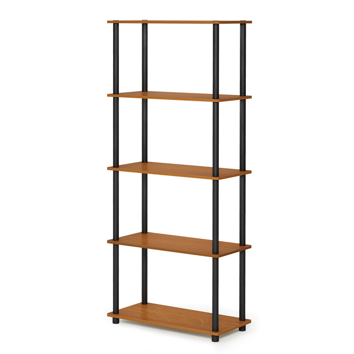 Furinno Turn-N-Tube 5-Tier Multipurpose Shelf / Display Rack / Storage Shelf / Bookshelf, Classic Tubes, Sonoma Oak/White 5-Tier Classic Tube