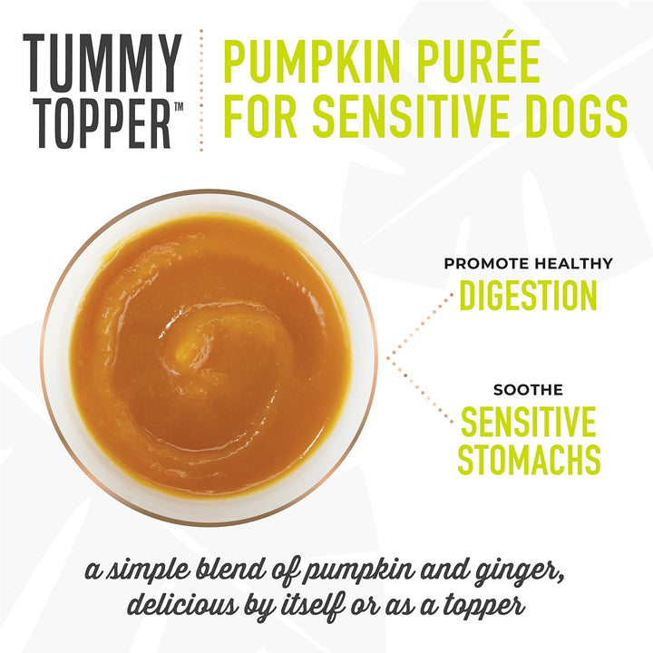 Tiki Dog Single-Serve Tummy Topper, Grain-Free Pumpkin Purée with Ginger for Sensitive Stomachs, 1.5oz Pouches (Pack of 12)