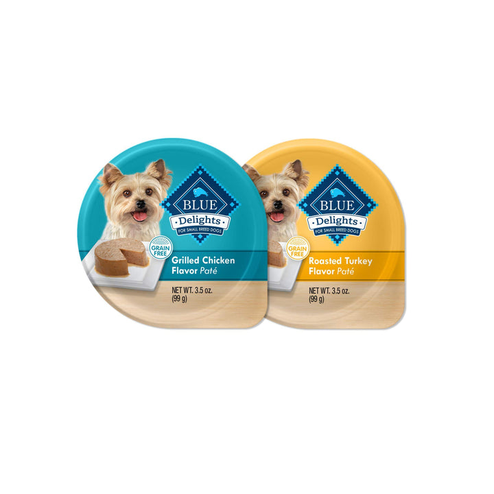 Blue Buffalo Delights Natural Adult Small Breed Wet Dog Food Cups, Pate Style, Roasted Turkey Flavor in Savory Juice 3.5-oz (Pack of 12) 3.5 Ounce (Pack of 12)