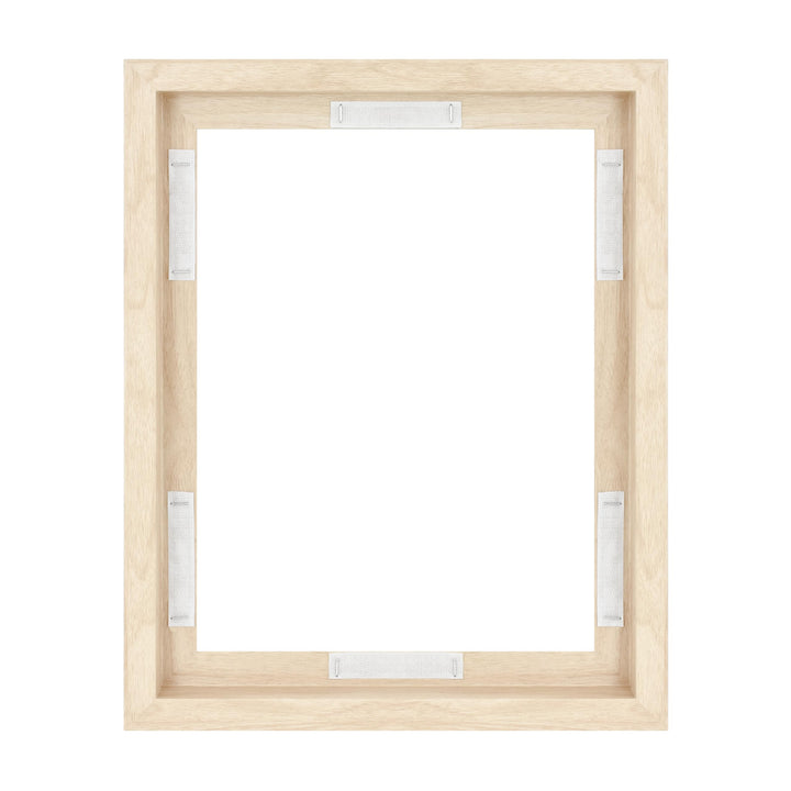 MCS Floating Frame with Canvas Included, Art Frames for Canvas Paintings with Adhesive Fasteners and Hanging Hardware, Walnut Woodgrain, 18 x 24 Inch 18x24