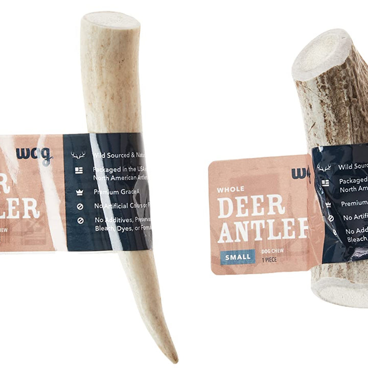 Wag Dog Deer Antler Chew, Naturally Shed. Whole, Small (Best for Dogs under 15 lbs) 4–5.5 inches 1 Count (Pack of 1)