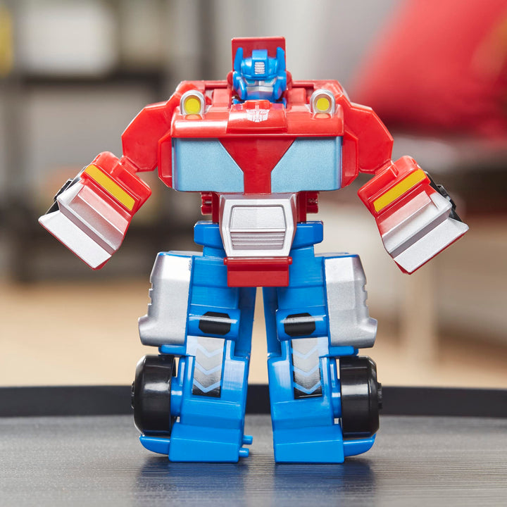 Transformers Playskool Heroes Rescue Bots Academy Team Optimus Prime, 4.5-Inch Action Figure, Kids Converting Robot Toy, Christmas Stocking Stuffers, Ages 3+