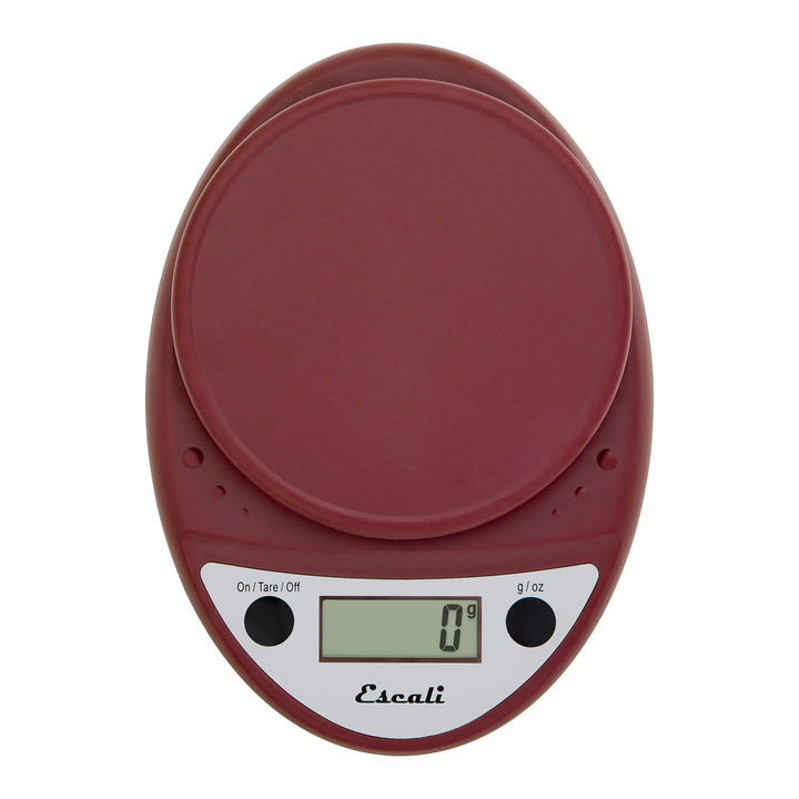 Escali Primo Digital Food Scale Multi-Functional Kitchen Scale and Baking Scale for Precise Weight Measuring and Portion Control, 8.5 x 6 x 1.5 inches, Warm Red