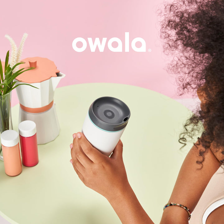 Owala SmoothSip Insulated Stainless Steel Coffee Tumbler, Reusable Iced Coffee Cup, Hot Coffee Travel Mug, BPA Free, 20 oz, Pink (Watermelon Breeze) Watermelon Breeze