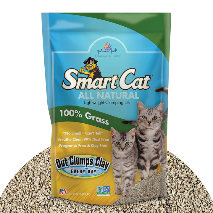 SmartCat All Natural Clumping Cat Litter, 20 Pound (320oz 1 pack) - Alternative to Clay and Pellet Litter - Chemical and 99% Dust Free - Unscented and Lightweight 20-Pound