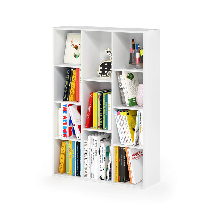 Furinno Pasir 3-Tier Open Shelf Bookcase, White/Green 11003WH/GR 3-Tier Cube