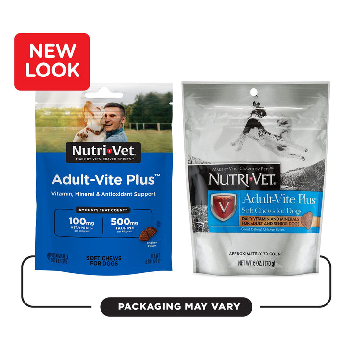 Nutri-Vet Adult-Vite Plus Soft Chews for Dogs |Formulated with Vitamins and Minerals | Supports Everyday Health | 70 Count, 6 Ounces