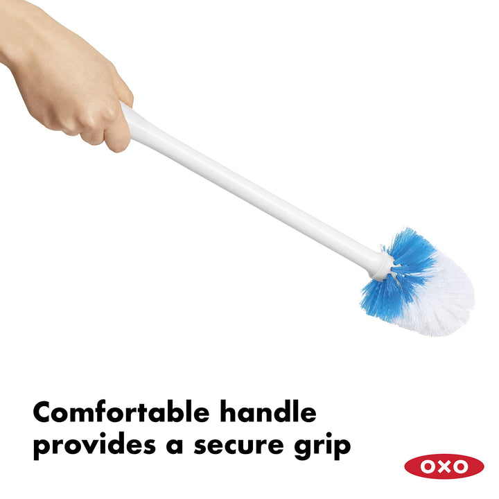 OXO Good Grips Compact Toilet Brush & Canister, White, 6" x 4-3/4" x 17-1/4" h 1 Count (Pack of 1)