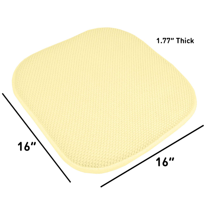 Sweet Home Collection Chair Cushion Memory Foam Pads Honeycomb Pattern Slip Non Skid Rubber Back Rounded Square 16" x 16" Seat Cover, 2 Pack, Yellow
