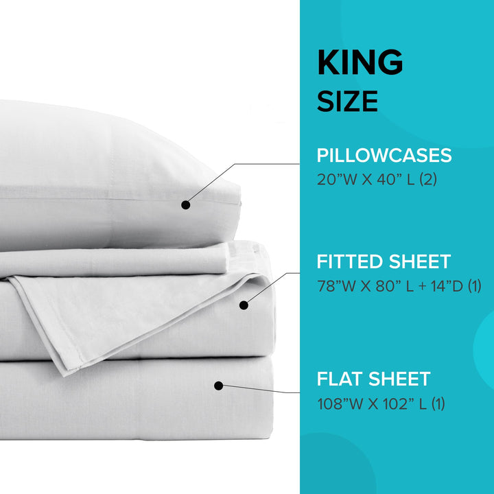 Comfort Spaces 100% Cotton Sheet Set Breathable, Lightweight, Soft with 14" Elastic Pocket Fits up to 16" Mattress, All Season Cozy Bedding, Matching Pillow Case, Queen Good Vibes 4 Piece