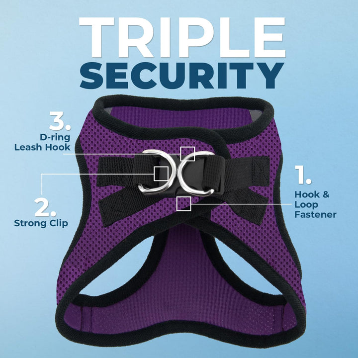 Voyager Step-in Air Dog Harness - All Weather Mesh Step in Vest Harness for Small and Medium Dogs by Best Pet Supplies - Purple Base, XL Harness (Purple/Black Trim) XL (Chest: 20.5 - 23")