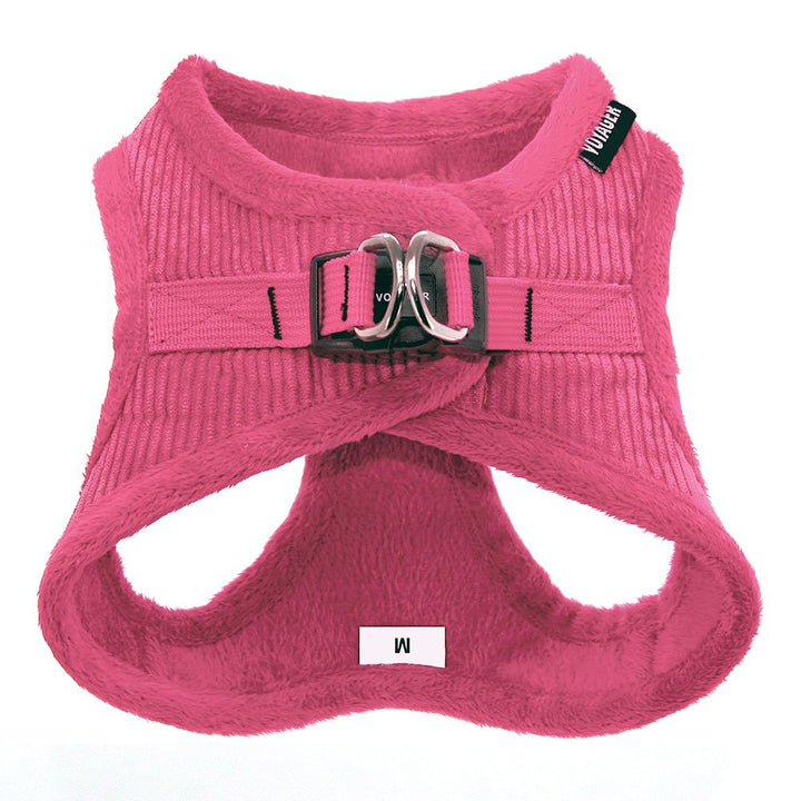 Voyager Step-In Plush Dog Harness  Soft Plush, Step In Vest Harness for Small and Medium Dogs by Best Pet Supplies - 1Fuchsia Corduroy, L (Chest: 18 - 20.5")