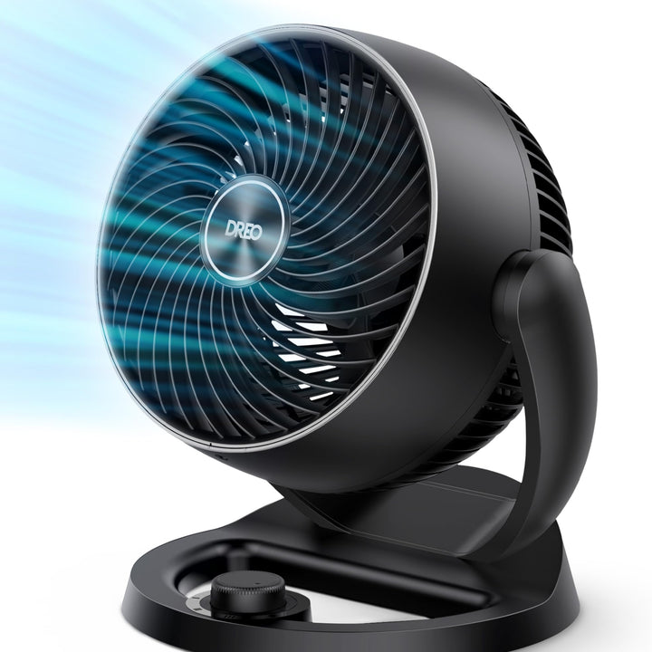 Dreo Fan for Bedroom, 12 Inches, 70ft Powerful Airflow, 28db Quiet Table Air Circulator Fans for Whole Room, 120° Adjustable Tilt, 3 Speeds, Desktop Fan for Home, Office, Kitchen Black