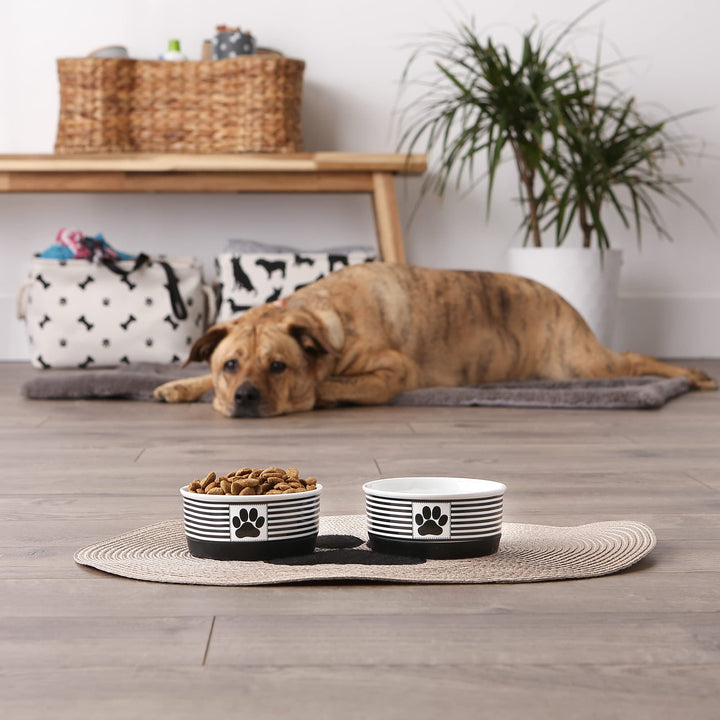 Bone Dry Paw & Patch Ceramic Pet Collection, Small Set, 4.25x2, Black, 2 Piece,5742 Small Bowl Set, 4.25x2"