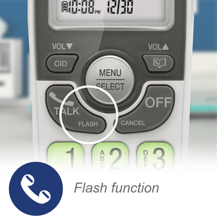 [New] VTech VG131 DECT 6.0 Cordless Phone - Bluetooth Connection, Blue-White Display, Big Buttons, Full Duplex Speakerphone, Caller ID,Easy Wall Mount, 1000ft Range (White/Grey) Caller ID + Bluetooth White