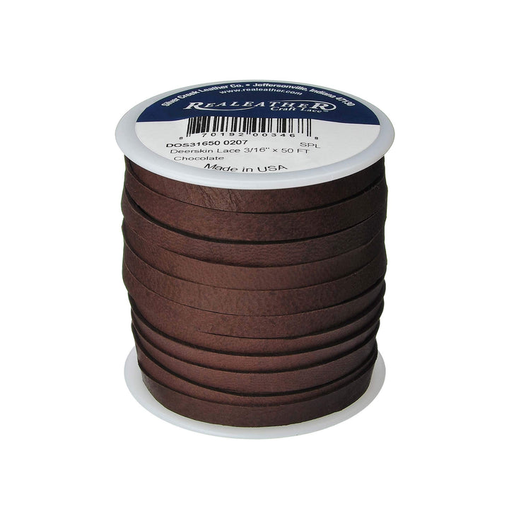 Realeather Deerskin Leather Lace for Crafts and Jewelry Making, 0.2 x 50', Chocolate 0.2" x 50'