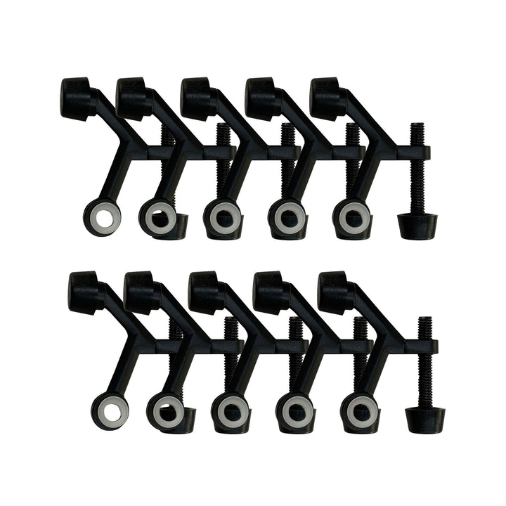 Hinge Pin Door Stop Wall Protector with Rubber Tip, Design House Matte Black Adjustable Door Stoppers, 10-Pack, 189068