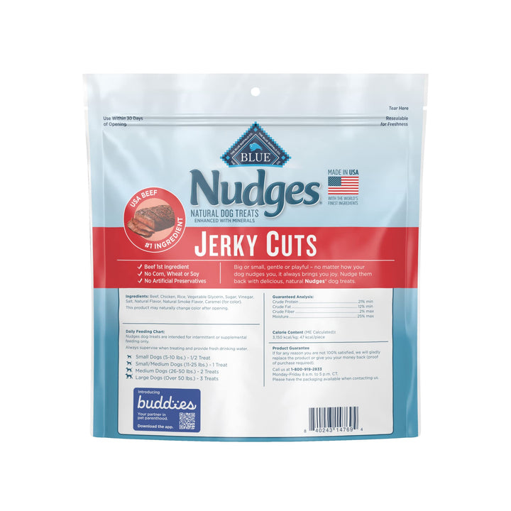 Blue Buffalo Nudges Jerky Cuts Natural Dog Treats, Steak, 10oz Bag 10 Ounce (Pack of 1)