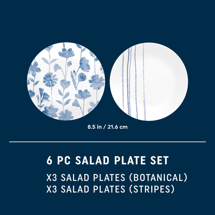 Corelle Global Collection Vitrelle 6-Piece Salad Plates Set, Triple Layer Recycled Glass, Lightweight Eco-Friendly 8-1/2-In Plates Set, Terracotta Dreams