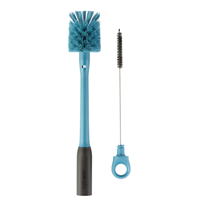 Owala 2-in-1 Water Bottle Brush Cleaner and Water Bottle Straw Cleaner Brush, Water Bottle Brush with Removable Head and Twist n Hide Straw Brush, Smokey Blue