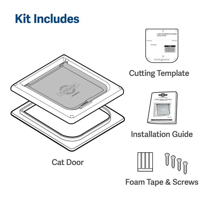 PetSafe Interior Cat Door: 2-Way Locking, Indoor Pet Door Flap - Tinted Privacy Door for Cat Litter Box or Pet Feeder, Built-In Door Lock, Durable Door Frame, DIY Easy Install, Hardware Kit Included, Small, White 2-Way Lock