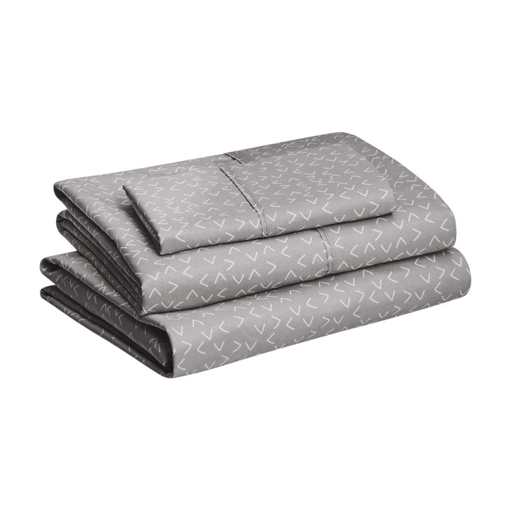 Basics Lightweight Super Soft Easy Care Microfiber 3 Piece Sheet Set with 14" Deep Pockets, Twin, Gray Arrows, Printed