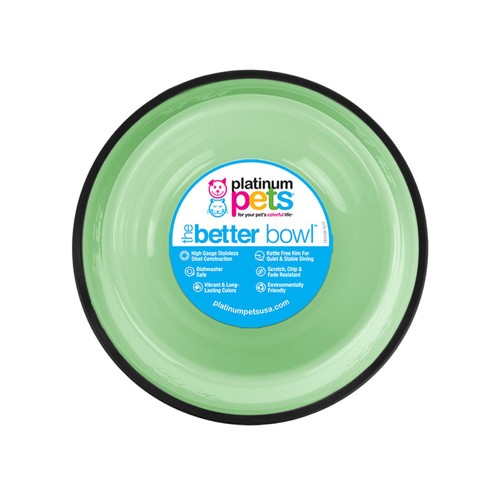 Platinum Pets Embossed Non-Tip Stainless Steel Cat/Dog Bowl, Mint Green, X-Large