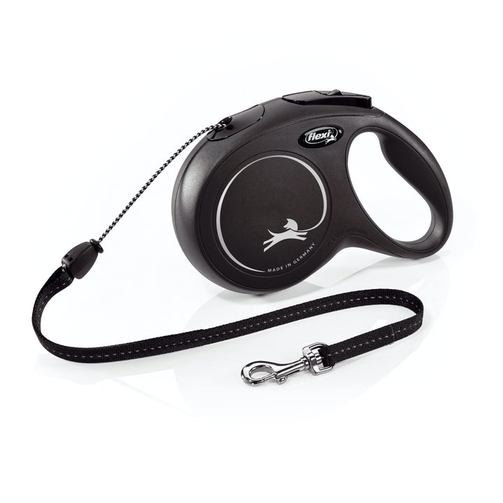 FLEXI® New Classic Retractable Dog Leash (Cord), Ergonomic, Durable and Tangle free Pet Walking Leash for Dogs Up to 44 lbs, 26 ft, Medium, Black Medium - 26 ft