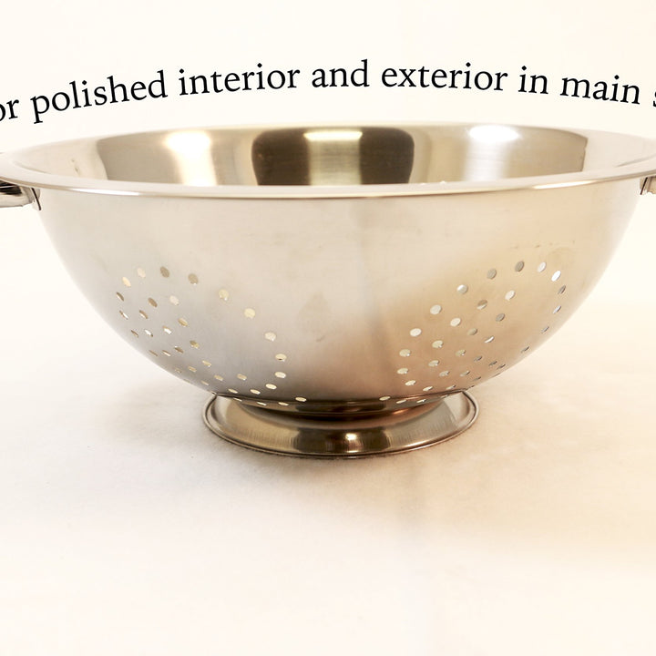 ExcelSteel Heavy Duty Handles and Self-draining Solid Ring Base Stainless Steel Colander, 5 Qt, Stainless