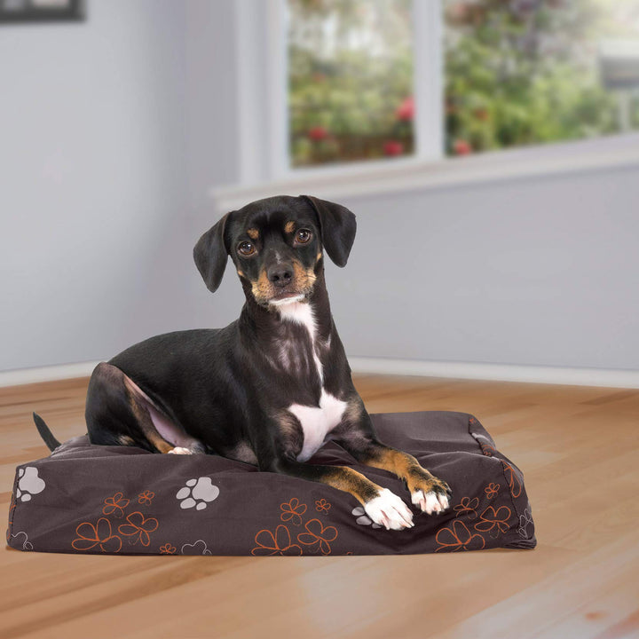 Furhaven Water-Resistant Orthopedic Dog Bed for Small Dogs w/ Removable Washable Cover, For Dogs Up to 20 lbs - Indoor/Outdoor Garden Print Mattress - Bark Brown, Small Water-Resistant Garden Print (Bark Brown) 20.0"L x 15.0"W x 3.0"Th Orthopedic Foam