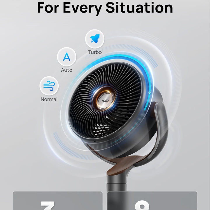 Dreo Fan for Bedroom, 120° Oscillating Standing Fan, Quiet Floor Fan with DC Motor, 82ft Pedestal Fan for Whole Room, 8 Speeds, 3 modes, 20dB, 120° Manual Vertical, 35-40" Adjustable Height, 8H Timer Standard 40inch