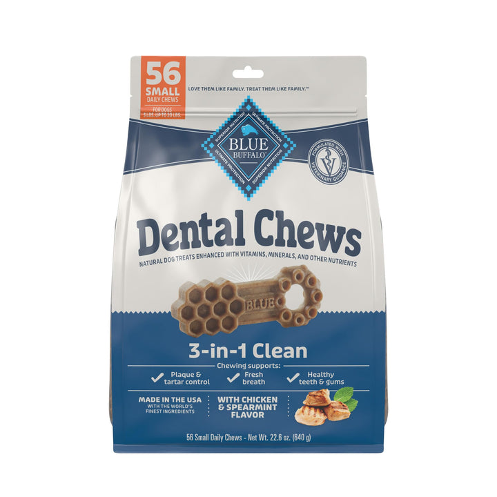 Blue Buffalo Dental Chews Small Natural Dog Treats, Chicken & Spearmint 22.6-oz Bag (56 Count) Small Bones (For Dogs 5-20 lbs) 22.6 Ounces (Pack of 1)