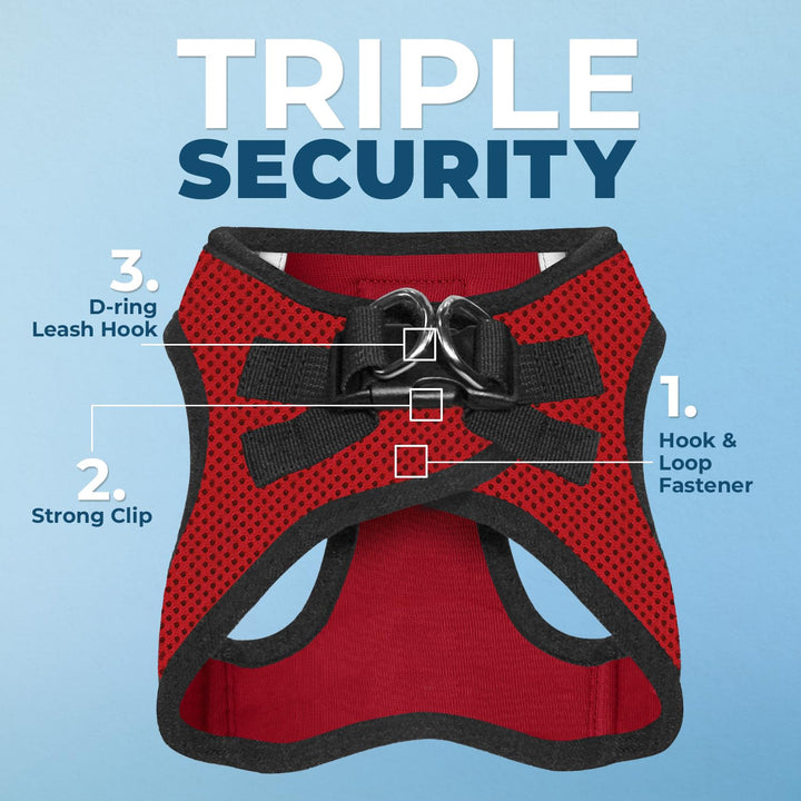 Voyager Step-In Air Dog Harness - All Weather Mesh Step in Vest Harness for Small and Medium Dogs by Best Pet Supplies - Red Base, XL