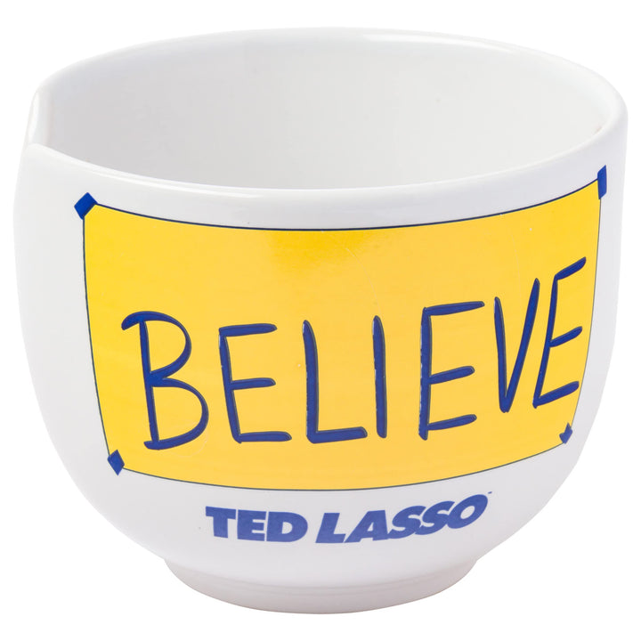 Silver Buffalo Ted Lasso Believe Ceramic Ramen Bowl with Chopsticks, 20 Ounces, White/Multi Cartoon