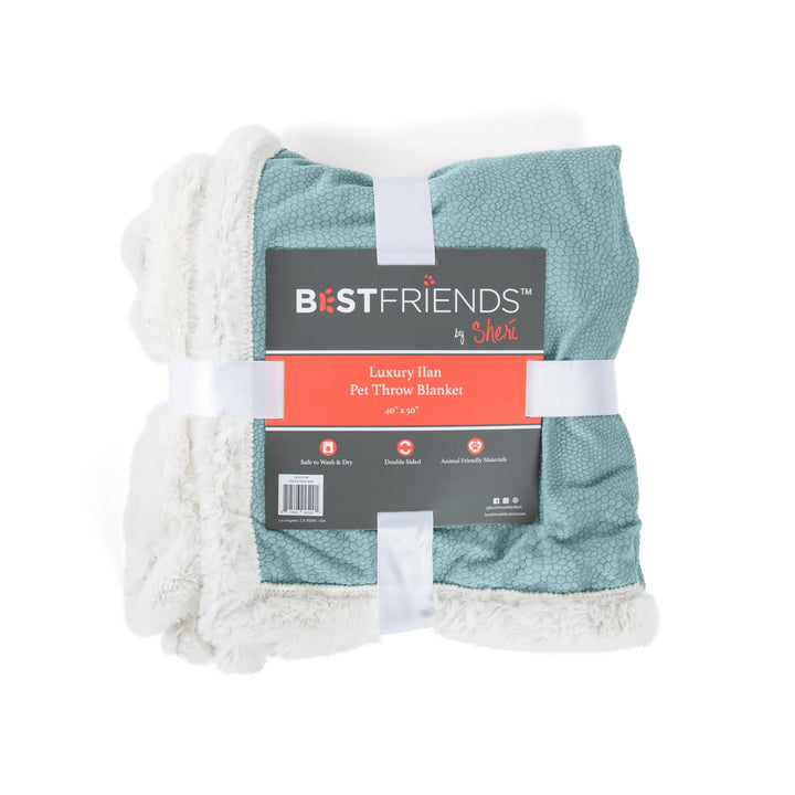 Best Friends by Sheri Premium Self-Warming Ilan Microfiber Faux Fur Pet Throw Blanket 40x50 in Tide Pool