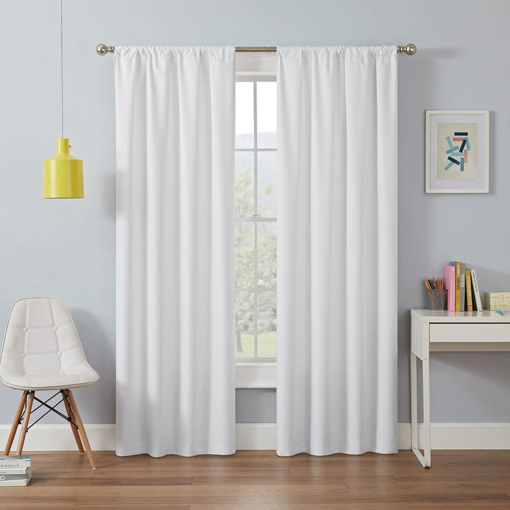 ECLIPSE Kendall Modern Blackout Thermal Rod Pocket Window Curtain for Bedroom or Living Room (1 Panel), 42 in x 84 in, White