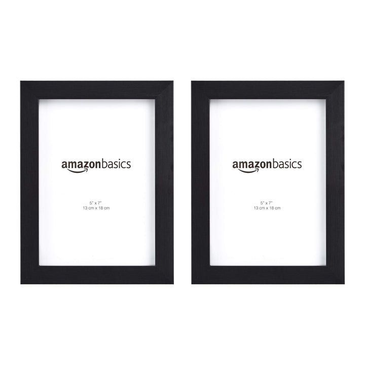 Basics Rectangular Photo Picture Frame, 5" x 7", Pack of 2, Black 5" x 7"