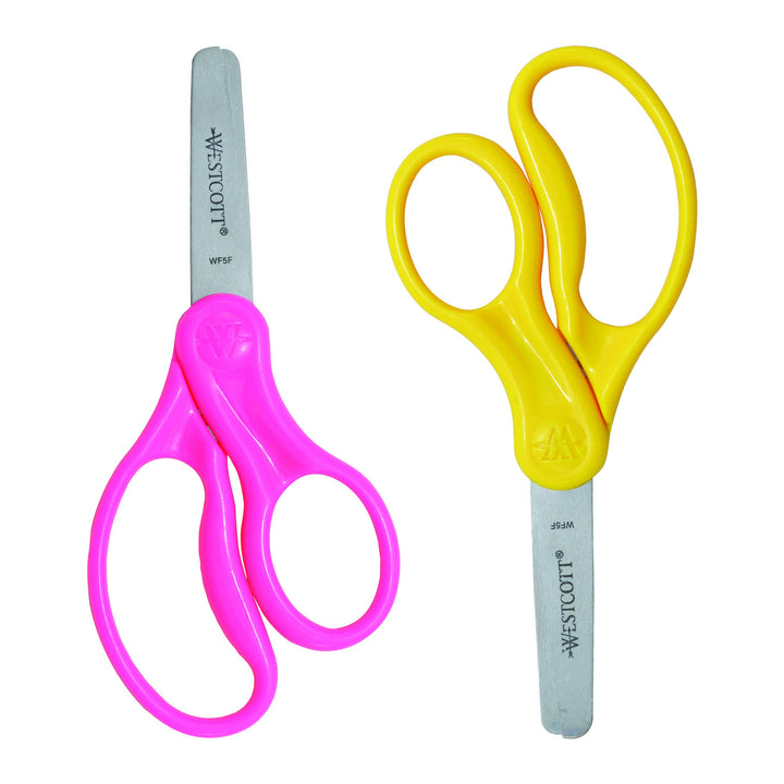 Westcott 13168 Right- and Left-Handed Scissors, Kids' Scissors, Ages 4-8, 5-Inch Blunt Tip, Assorted, 2 Pack