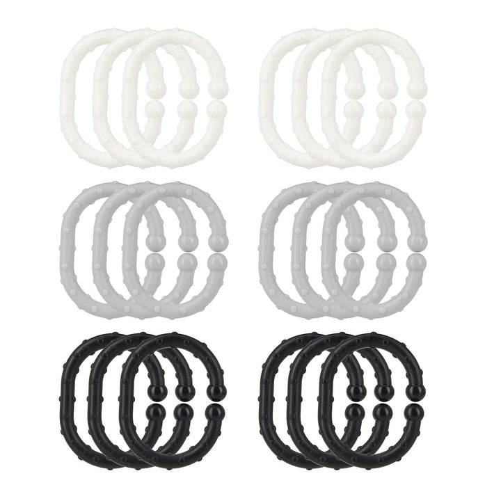 Nuby Linkables, Black, Grey, and White Attachable Links for Strollers, Car Seats, and Travel Black, Grey, & White