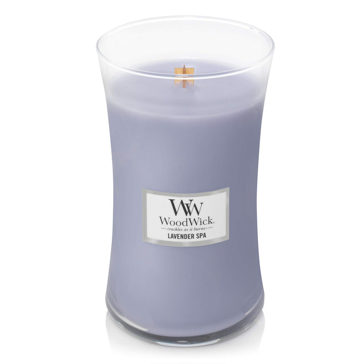 Woodwick Large Hourglass Scented Candle | Lavender Spa | with Crackling Wick | Burn Time: Up to 130 Hours, Lavender Spa Hourglass Large