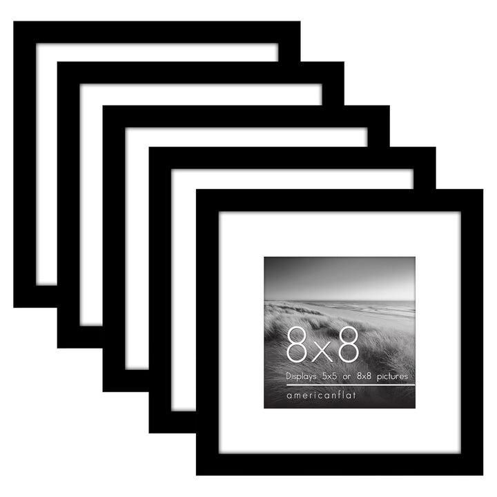 Americanflat 12x16 Picture Frame with Polished Plexiglass - Set of 5 - Use as 8.5x11 Frame with Mat or 12x16 Frame Without Mat - Galleria Collection - Gallery Wall Frame Set for Wall Display - White